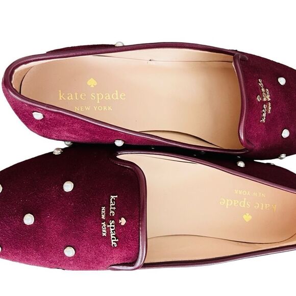 Kate Spade Claudia Pearl Flats, Deep Berry, size 8. - Picture 7 of 9
